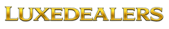 The word 'LUXEDEALERS' appears in large, metallic gold letters with a 3D bevel effect on a plain white background.