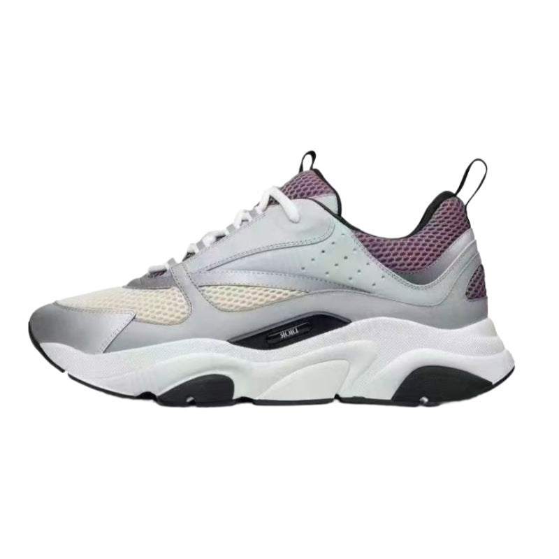 Gray and purple sneaker on a white background