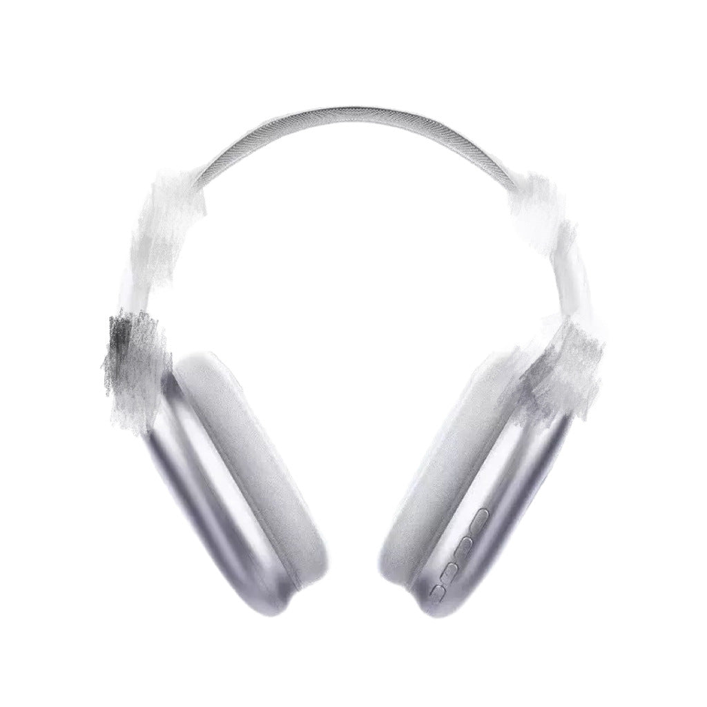 White over-ear headphones with a soft, painterly or textured brushstroke effect around the edges, shown against a solid white background.