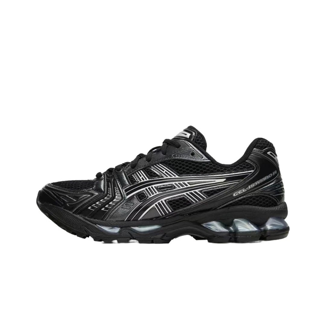 Black sneaker with visible New Balance logo on a white background
