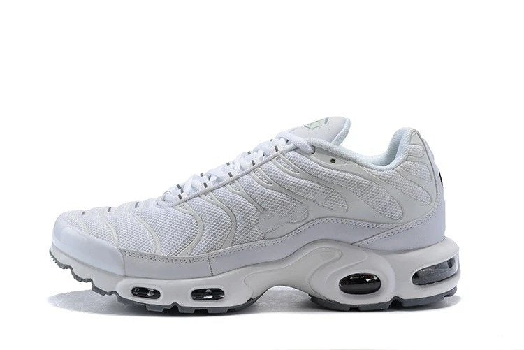 White sneaker with air cushioning on a white background