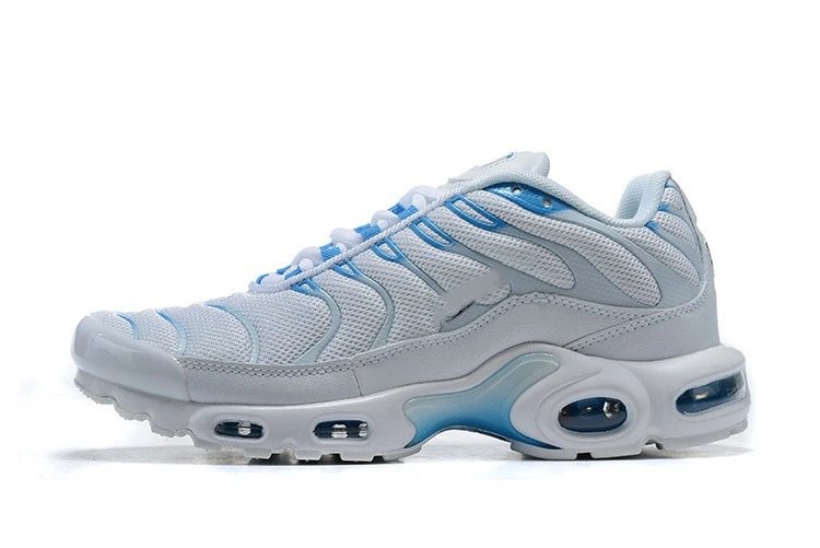 White and blue sneaker on a white background