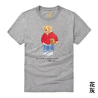 Gray t-shirt with a bear graphic and Ralph Lauren logo on a white background